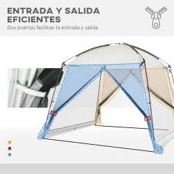 Carpa de Jardín 3x3 m para 6-8 Personas con 4 Mosquiteras y 2 Puertas Protección UV50+ con Bolsa de Transporte B... - Ogal.Es