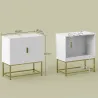 Mueble para Debajo del Lavabo Moderno Armario Bajo con 2 Puertas y Patas de Acero 60x30x65 cm Blanco y Dorado - Ogal.Es