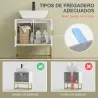 Mueble para Debajo del Lavabo Moderno Armario Bajo con 2 Puertas y Patas de Acero 60x30x65 cm Blanco y Dorado - Ogal.Es