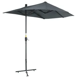 Parasol de Terraza 200x190x240 cm con Manivela Poste de Acero y Base Cruzada Anti-UV para Terraza Balcón Gris - Ogal.Es