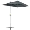 Parasol de Terraza 200x190x240 cm con Manivela Poste de Acero y Base Cruzada Anti-UV para Terraza Balcón Gris - Ogal.Es