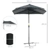 Parasol de Terraza 200x190x240 cm con Manivela Poste de Acero y Base Cruzada Anti-UV para Terraza Balcón Gris - Ogal.Es