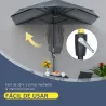 Parasol de Terraza 200x190x240 cm con Manivela Poste de Acero y Base Cruzada Anti-UV para Terraza Balcón Gris - Ogal.Es