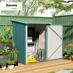 Caseta de Jardín Metálica 0,92 m² 100x103x160 cm con 1 Puerta y Cerradura para Almacenamiento de Herramientas Verde - Ogal.Es