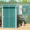 Caseta de Jardín Metálica 0,92 m² 100x103x160 cm con 1 Puerta y Cerradura para Almacenamiento de Herramientas Verde - Ogal.Es