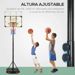Canasta de Baloncesto con Altura Ajustable 178-208 cm Ruedas y Base Rellenable para +6 Años 75x56x210-240 cm Ama... - Ogal.Es