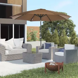 Sombrilla de Jardín con Manivela y Techo Inclinable y para Patio Terraza Exterior Ø300x252 cm Marrón - Ogal.Es