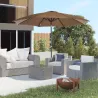 Sombrilla de Jardín con Manivela y Techo Inclinable y para Patio Terraza Exterior Ø300x252 cm Marrón - Ogal.Es