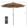 Sombrilla de Jardín con Manivela y Techo Inclinable y para Patio Terraza Exterior Ø300x252 cm Marrón - Ogal.Es