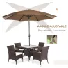Sombrilla de Jardín con Manivela y Techo Inclinable y para Patio Terraza Exterior Ø300x252 cm Marrón - Ogal.Es
