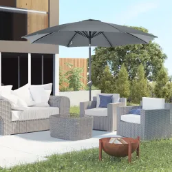 Sombrilla de Jardín con Manivela y Techo Inclinable y para Patio Terraza Exterior Ø300x252 cm Gris - Ogal.Es