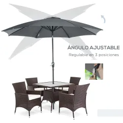Sombrilla de Jardín con Manivela y Techo Inclinable y para Patio Terraza Exterior Ø300x252 cm Gris - Ogal.Es