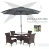 Sombrilla de Jardín con Manivela y Techo Inclinable y para Patio Terraza Exterior Ø300x252 cm Gris - Ogal.Es