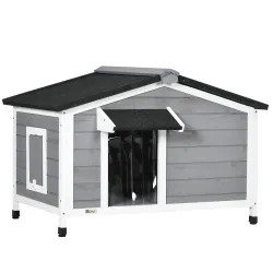 Caseta de Madera para Perros Casita para Mascotas con Techo Asfáltico y Base Extraíble 97x72x65 cm Gris - Ogal.Es