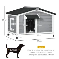 Caseta de Madera para Perros Casita para Mascotas con Techo Asfáltico y Base Extraíble 97x72x65 cm Gris - Ogal.Es