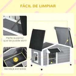 Caseta de Madera para Perros Casita para Mascotas con Techo Asfáltico y Base Extraíble 97x72x65 cm Gris - Ogal.Es