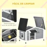 Caseta de Madera para Perros Casita para Mascotas con Techo Asfáltico y Base Extraíble 97x72x65 cm Gris - Ogal.Es