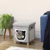 2 en 1 Reposapiés Cama para Gatos con Cojín Extraíble Bola Colgante y Almohadilla para Rascar 35,5x35,5x42,5 cm ... - Ogal.Es