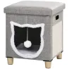 2 en 1 Reposapiés Cama para Gatos con Cojín Extraíble Bola Colgante y Almohadilla para Rascar 35,5x35,5x42,5 cm ... - Ogal.Es