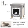 2 en 1 Reposapiés Cama para Gatos con Cojín Extraíble Bola Colgante y Almohadilla para Rascar 35,5x35,5x42,5 cm ... - Ogal.Es