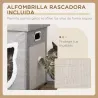 2 en 1 Reposapiés Cama para Gatos con Cojín Extraíble Bola Colgante y Almohadilla para Rascar 35,5x35,5x42,5 cm ... - Ogal.Es