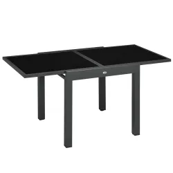 Mesa de Jardín Extensible de Aluminio Mesa Rectangular con Encimera de Vidrio Templado para Terraza 80-160x80x75... - Ogal.Es
