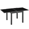 Mesa de Jardín Extensible de Aluminio Mesa Rectangular con Encimera de Vidrio Templado para Terraza 80-160x80x75... - Ogal.Es