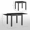 Mesa de Jardín Extensible de Aluminio Mesa Rectangular con Encimera de Vidrio Templado para Terraza 80-160x80x75... - Ogal.Es