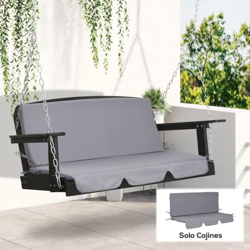 Cojín para Balancín de 2 Piezas Cojín de Asiento y Respaldo para Jardín Terraza Exterior130x45x5 cm Gris - Ogal.Es