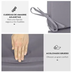 Cojín para Balancín de 2 Piezas Cojín de Asiento y Respaldo para Jardín Terraza Exterior130x45x5 cm Gris - Ogal.Es