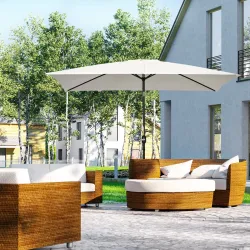 Sombrilla de Aluminio 200x300x253 cm Parasol Rectangular de Jardín Inclinable con Manivela y Poste Desmontable C... - Ogal.Es