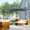 Sombrilla de Aluminio 200x300x253 cm Parasol Rectangular de Jardín Inclinable con Manivela y Poste Desmontable Gris - Ogal.Es