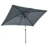 Sombrilla de Aluminio 200x300x253 cm Parasol Rectangular de Jardín Inclinable con Manivela y Poste Desmontable Gris - Ogal.Es