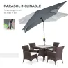 Sombrilla de Aluminio 200x300x253 cm Parasol Rectangular de Jardín Inclinable con Manivela y Poste Desmontable Gris - Ogal.Es