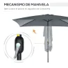 Sombrilla de Aluminio 200x300x253 cm Parasol Rectangular de Jardín Inclinable con Manivela y Poste Desmontable Gris - Ogal.Es