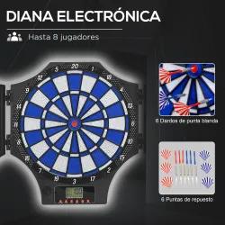 Diana Electrónica Plegable con 31 Juegos para 8 Jugadores con 6 Dardos y 6 Puntas de Repuesto Pantalla LCD 83x45... - Ogal.Es