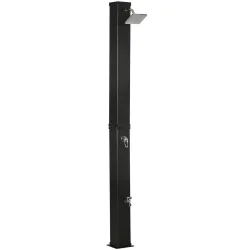 Ducha Solar de Jardín 40L con Cabezal de Ducha Grifo Agua Caliente hasta 60℃ para Piscina Patio 19x20x217 cm Negro - Ogal.Es