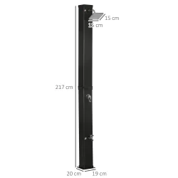 Ducha Solar de Jardín 40L con Cabezal de Ducha Grifo Agua Caliente hasta 60℃ para Piscina Patio 19x20x217 cm Negro - Ogal.Es