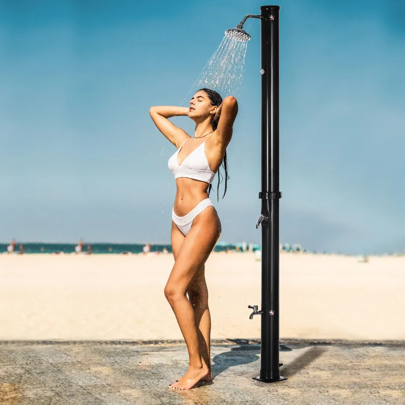 Ducha Solar de Jardín 20L con Cabezal de Ducha Redondo Grifo Agua Caliente Máx. 60? para Piscina 15,5x15,5x222 c... - Ogal.Es