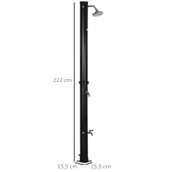 Ducha Solar de Jardín 20L con Cabezal de Ducha Redondo Grifo Agua Caliente Máx. 60? para Piscina 15,5x15,5x222 c... - Ogal.Es