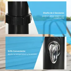 Ducha Solar de Jardín 20L con Cabezal de Ducha Redondo Grifo Agua Caliente Máx. 60? para Piscina 15,5x15,5x222 c... - Ogal.Es