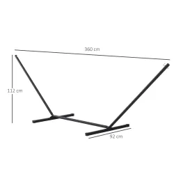 Soporte para Hamaca de Metal Estructura para Hamaca Carga 120 kg para Jardín Terraza Patio 360x92x112 cm Negro - Ogal.Es