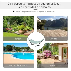 Soporte para Hamaca de Metal Estructura para Hamaca Carga 120 kg para Jardín Terraza Patio 360x92x112 cm Negro - Ogal.Es