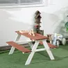Juego de Mesa y 2 Bancos Infantiles de Madera Mesa de Picnic para Niños de 3-8 Años para Jardín Patio 89x79x50 c... - Ogal.Es