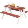 Juego de Mesa y 2 Bancos Infantiles de Madera Mesa de Picnic para Niños de 3-8 Años para Jardín Patio 89x79x50 c... - Ogal.Es