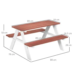 Juego de Mesa y 2 Bancos Infantiles de Madera Mesa de Picnic para Niños de 3-8 Años para Jardín Patio 89x79x50 c... - Ogal.Es