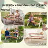 Juego de Mesa y 2 Bancos Infantiles de Madera Mesa de Picnic para Niños de 3-8 Años para Jardín Patio 89x79x50 c... - Ogal.Es