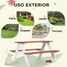 Juego de Mesa y 2 Bancos Infantiles de Madera Mesa de Picnic para Niños de 3-8 Años para Jardín Patio 89x79x50 c... - Ogal.Es