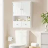 Armario de Pared para Baño Armario Colgante de Baño con 2 Puertas y 2 Cajones para Cocina 50,8x17,8x66 cm Blanco - Ogal.Es
