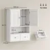 Armario de Pared para Baño Armario Colgante de Baño con 2 Puertas y 2 Cajones para Cocina 50,8x17,8x66 cm Blanco - Ogal.Es